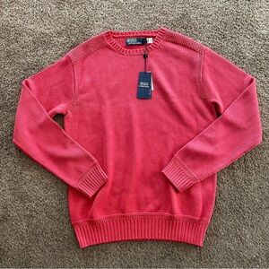 NWT $298 POLO RALPH LAUREN Crewneck Cotton Pullover Red Sweater Men’s Sz S